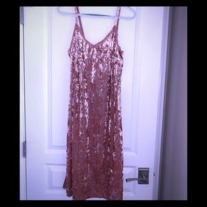 Baby Pink Crushed Velvet Midi Dress